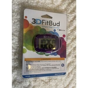 3D FitBud Simple Step Counter Pedometer Model A420S With Lanyard Purple Sealed